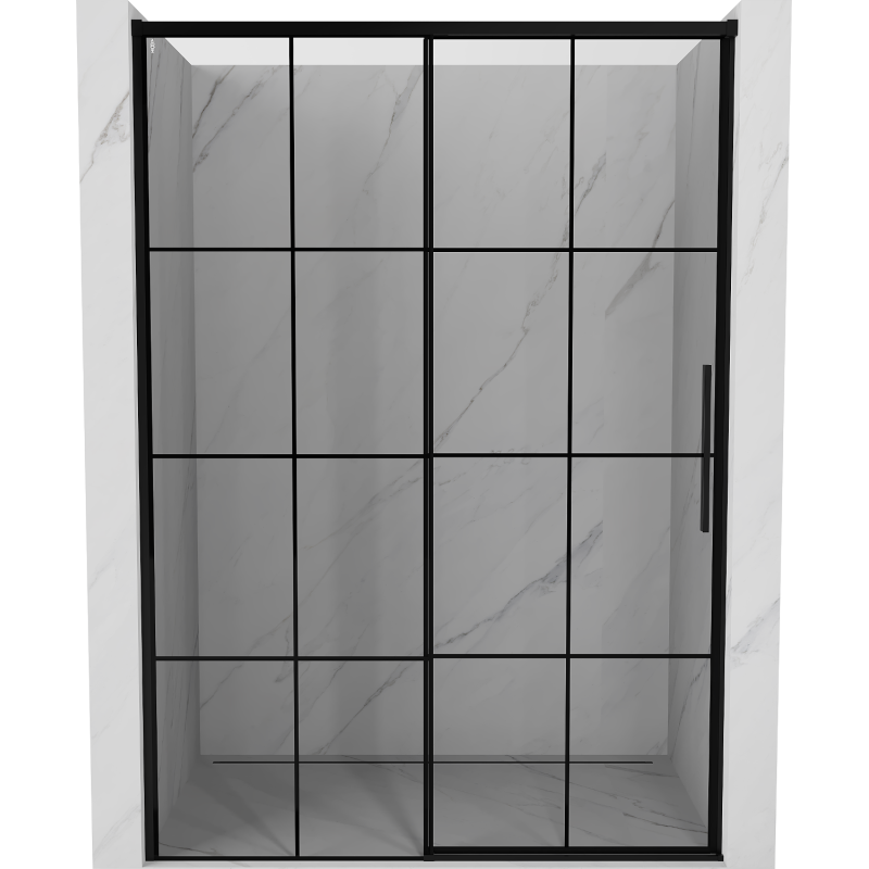 Mexen Rox schuifdeur douche links 145 cm, zwart raster, zwart - 8C2-145-000-70-77-L