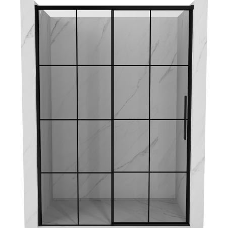 Mexen Rox sliding shower door left 145 cm, black grid, black - 8C2-145-000-70-77-L