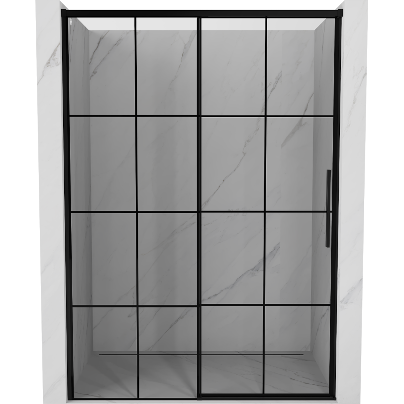 Mexen Rox porte de douche coulissante gauche 150 cm, grille noire, noir - 8C2-150-000-70-77-L