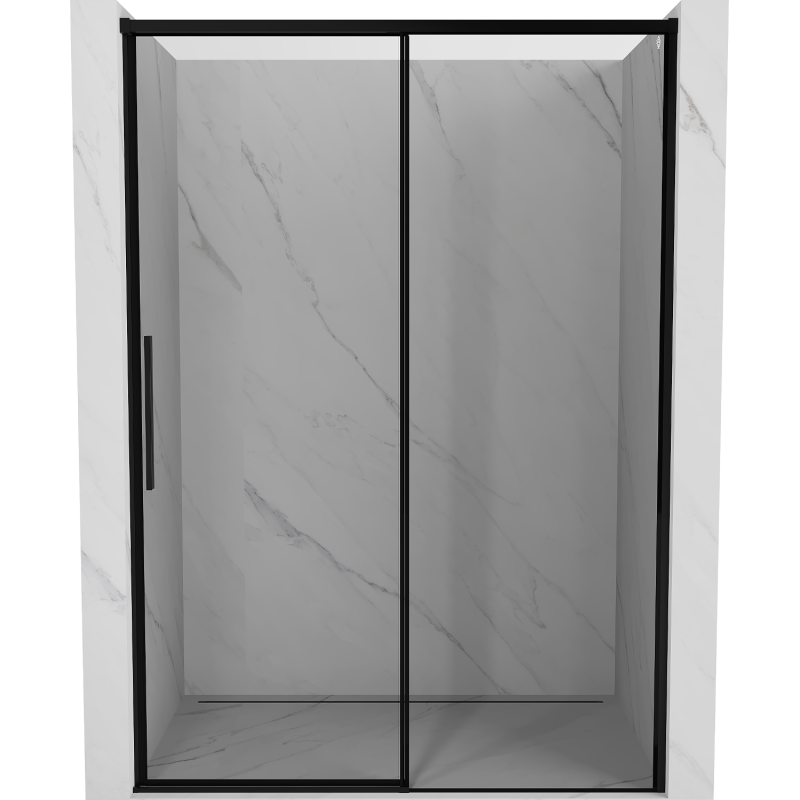 Mexen Rox puerta de ducha corredera derecha 150 cm, marco negro, negro - 8C2-150-000-70-70-P