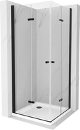 Mexen Lima Duo Folding Shower Cabin 80 x 80 cm, Transparent, Black + Flat Shower Tray - 856-080-080-70-02-4010B