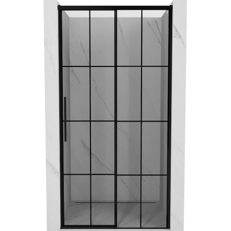 Mexen Rox Schiebetüren Duschwand rechts 110 cm, schwarzes Gitter, schwarz - 8C2-110-000-70-77-P
