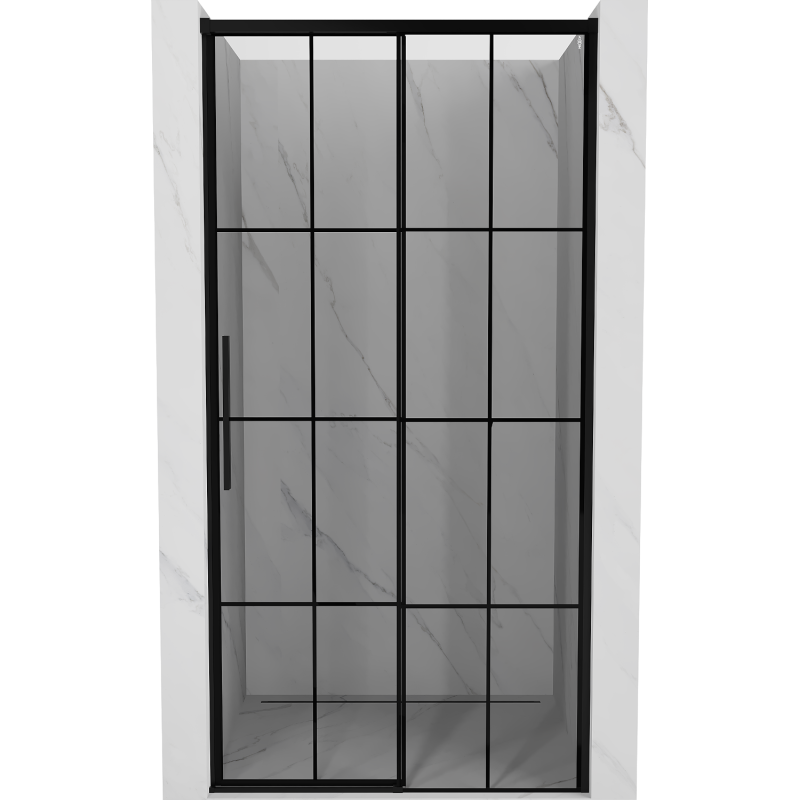 Mexen Rox drzwi prysznicowe rozsuwane prawe 130 cm, czarna kratka, czarne - 8C2-130-000-70-77-P