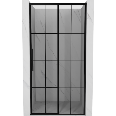 Mexen Rox Schiebetüren für Dusche rechts 135 cm, schwarzes Gitter, schwarz - 8C2-135-000-70-77-P