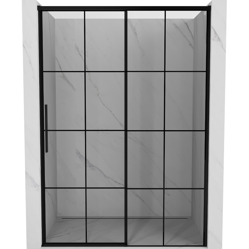 Mexen Rox Schiebetür für Dusche rechts 155 cm, schwarzes Gitter, schwarz - 8C2-155-000-70-77-P