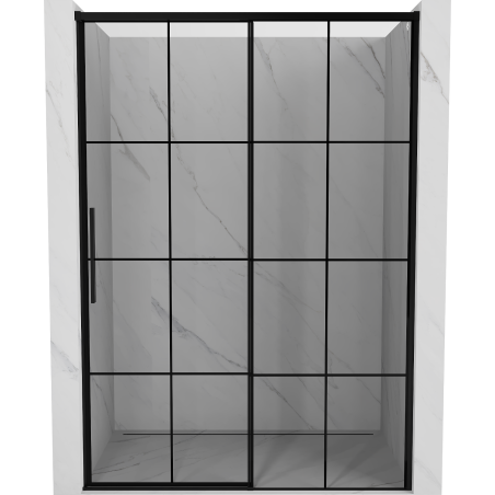 Mexen Rox Schiebetür für Dusche rechts 155 cm, schwarzes Gitter, schwarz - 8C2-155-000-70-77-P