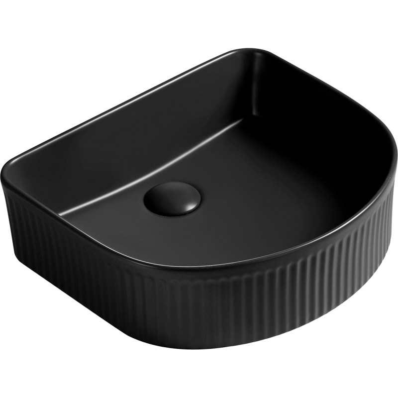 Mexen Grovo countertop washbasin fluted 41 x 36 cm, matte black - 22304285