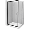 Mexen Apia kabina prysznicowa rozsuwana 120 x 90 cm, transparent, czarna + brodzik Flat, biały- 840-120-090-70-00-4010B
