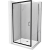 Mexen Apia cabine de douche coulissante 110 x 100 cm, transparent, noire + receveur Flat, blanc - 840-110-100-70-00-4010B