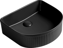 Mexen Grovo lavabo sobre encimera acanalado 40 x 35 cm, negro mate - 22304085