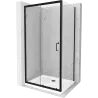 Mexen Apia cabine de douche coulissante 90 x 70 cm, transparent, noir + receveur Flat, blanc- 840-090-070-70-00-4010B