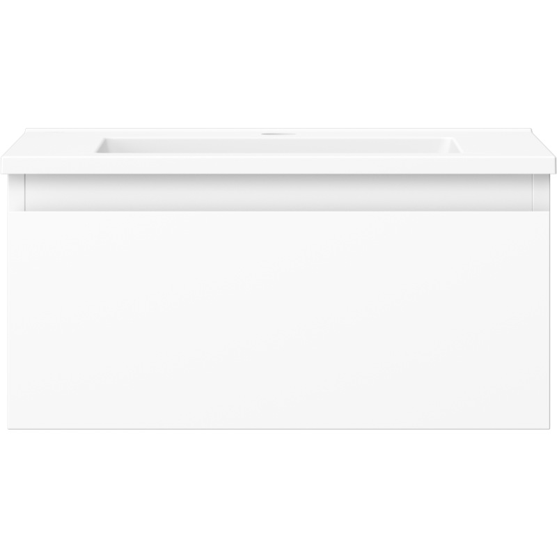 Mexen Orio Badezimmerschrank 50 cm mit Waschbecken Otis, 1 Schublade, weiß matt - 91A10-05023-1-BF01-W18M01