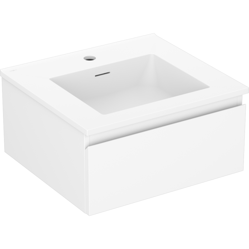 Mexen Orio Badezimmerschrank 50 cm mit Waschbecken Otis, 1 Schublade, weiß matt - 91A10-05023-1-BF01-W18M01