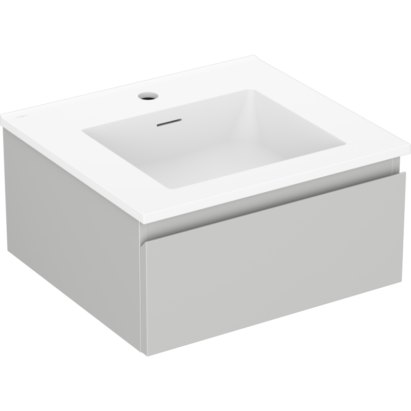 Mexen Orio Badezimmerschrank 50 cm mit Waschbecken Otis, 1 Schublade, grau matt/weiß matt - 91A10-05023-1-BF62-W18M01