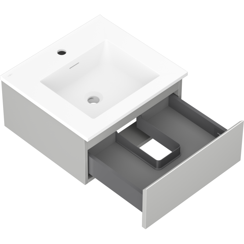 Mexen Orio armario de baño de 50 cm con lavabo Otis, 1 cajón, gris mate/blanco mate - 91A10-05023-1-BF62-W18M01