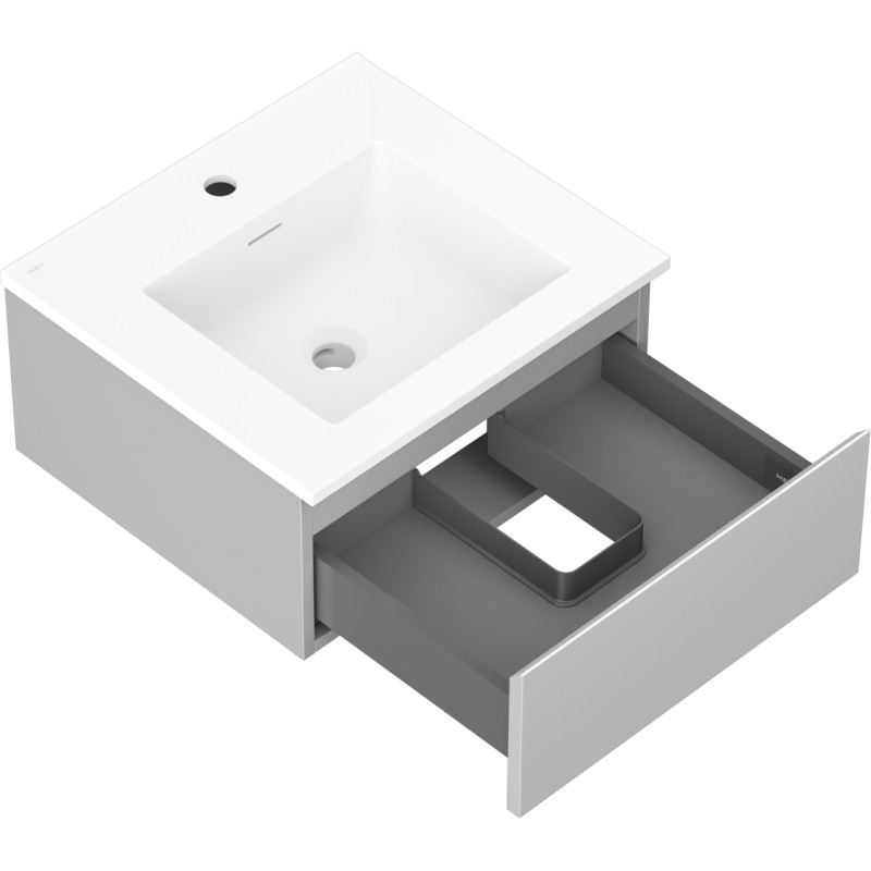Mexen Orio vannitoakapp 50 cm koos Otise valamu, 1 sahtel, hall matt/valge matt - 91A10-05023-1-BF62-W18M01