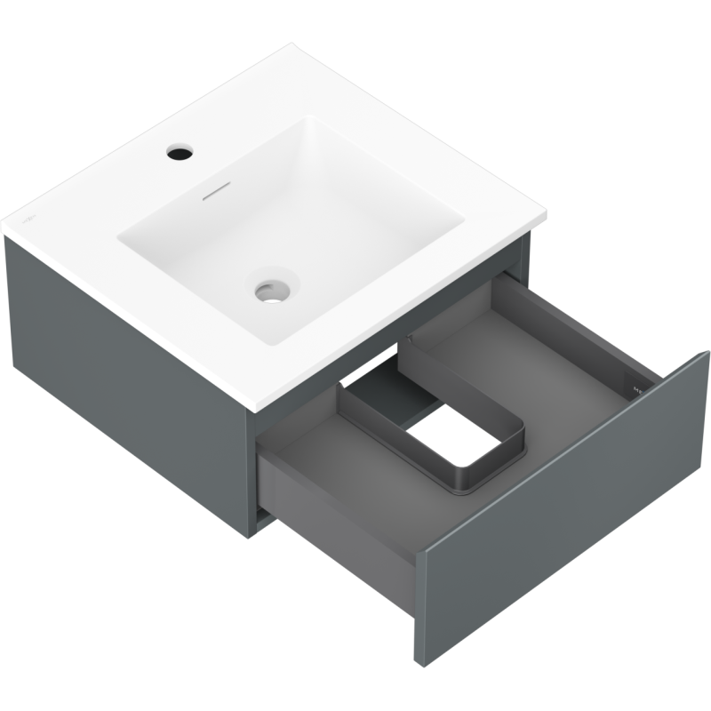 Mexen Orio armoire de salle de bain 50 cm avec lavabo Otis, 1 tiroir, graphite mat/blanc mat - 91A10-05023-1-BF66-W18M01