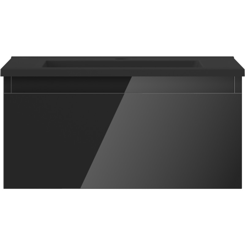 Mexen Orio armario de baño 50 cm con lavabo Otis, 1 cajón, negro brillo/negro mate - 91A10-05023-1-BF70-W18M71