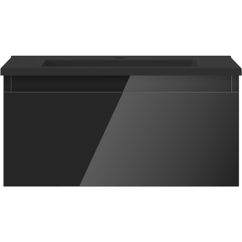 Mexen Orio armoire de salle de bain 50 cm avec lavabo Otis, 1 tiroir, noir brillant/noir mat - 91A10-05023-1-BF70-W18M71