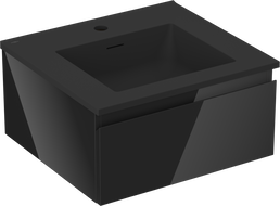 Mexen Orio Badezimmerschrank 50 cm mit Waschbecken Otis, 1 Schublade, Schwarz glänzend/Schwarz matt - 91A10-05023-1-BF70-W18M71