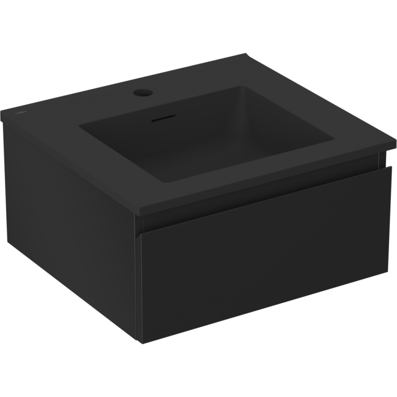 Mexen Orio meuble de salle de bain 50 cm avec lavabo Otis, 1 tiroir, noir mat - 91A10-05023-1-BF71-W18M71