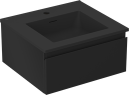 Mexen Orio Badezimmer-Unterschrank 50 cm mit Waschbecken Otis, 1 Schublade, schwarz matt - 91A10-05023-1-BF71-W18M71