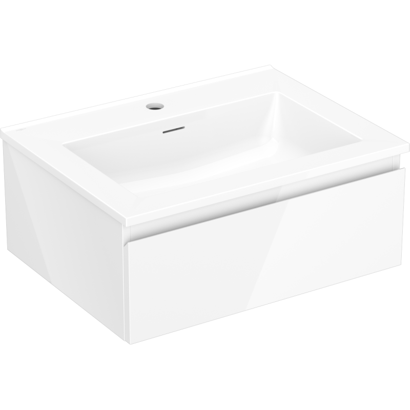 Mexen Orio 60 cm Bathroom Cabinet with Otis Sink, 1 Drawer, High Gloss White - 91A10-06023-1-BF00-W18M00