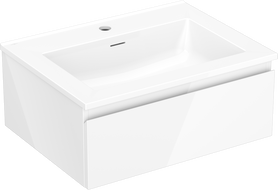 Mexen Orio Badezimmerschrank 60 cm mit Waschbecken Otis, 1 Schublade, weiß glänzend - 91A10-06023-1-BF00-W18M00
