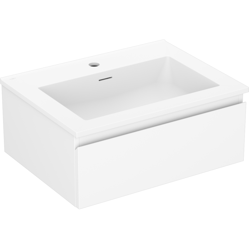 Mexen Orio Badezimmerschrank 60 cm mit Waschbecken Otis, 1 Schublade, weiß matt - 91A10-06023-1-BF01-W18M01