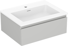 Mexen Orio Badezimmerschrank 60 cm mit Waschbecken Otis, 1 Schublade, grau matt/weiß matt - 91A10-06023-1-BF62-W18M01