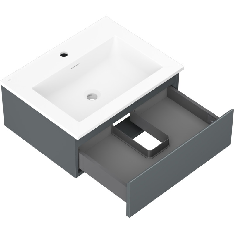 Mexen Orio szafka łazienkowa 60 cm z umywalką Otis, 1 szuflada, grafit mat/biała mat - 91A10-06023-1-BF66-W18M01