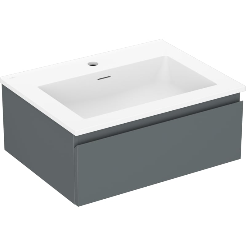 Mexen Orio szafka łazienkowa 60 cm z umywalką Otis, 1 szuflada, grafit mat/biała mat - 91A10-06023-1-BF66-W18M01