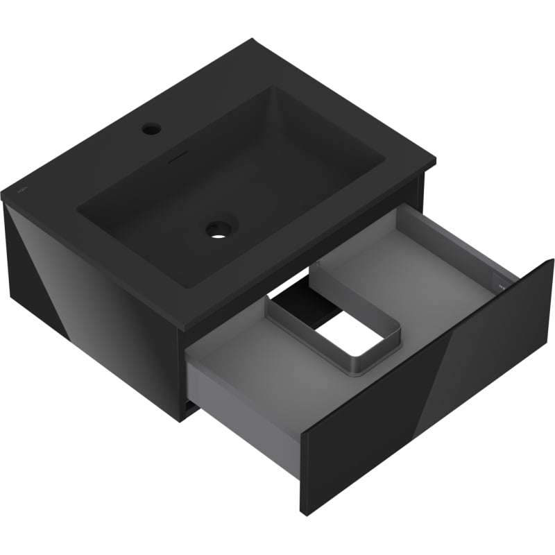 Mexen Orio mobiletto da bagno 60 cm con lavabo Otis, 1 cassetto, nero lucido/nero opaco - 91A10-06023-1-BF70-W18M71