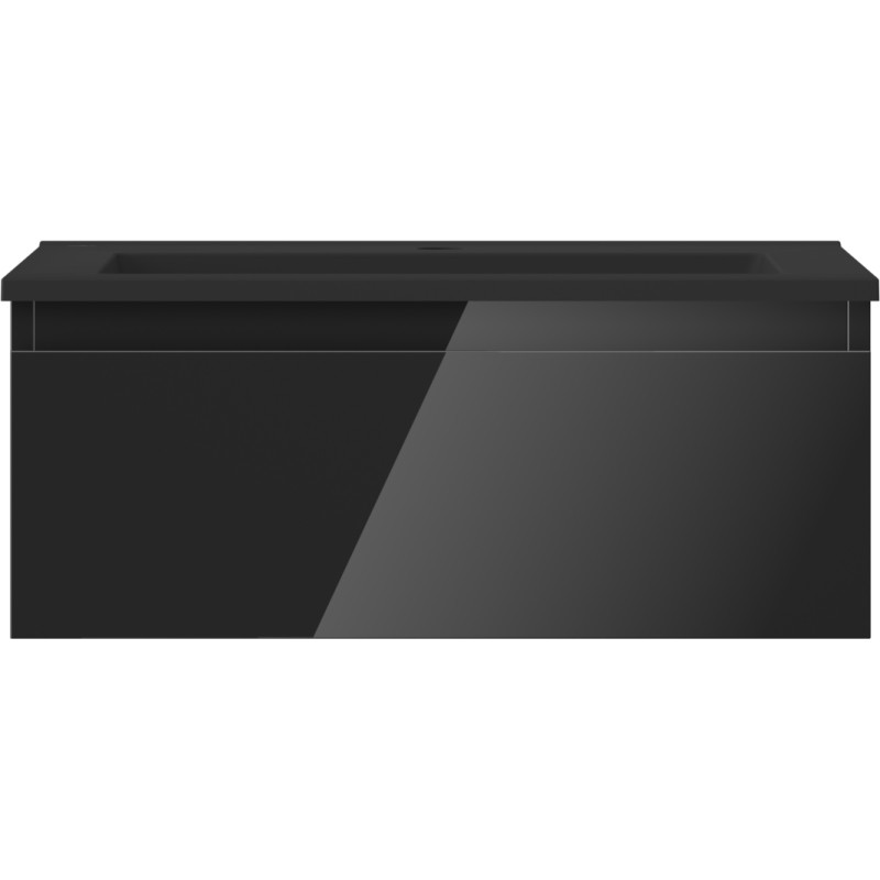 Mexen Orio armoire de salle de bain 60 cm avec lavabo Otis, 1 tiroir, noir brillant/noir mat - 91A10-06023-1-BF70-W18M71