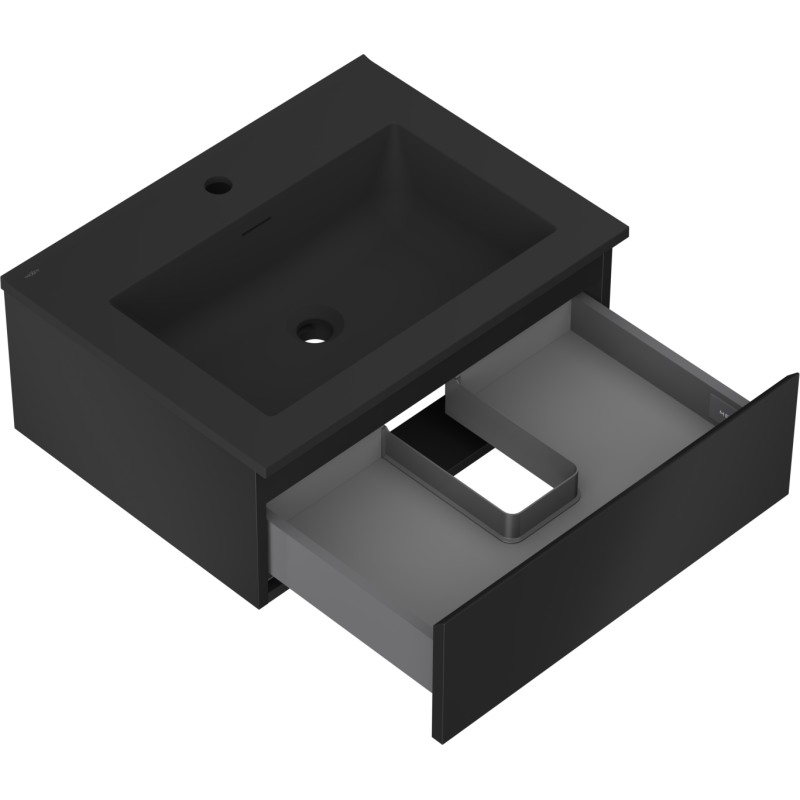 Mexen Orio armoire de salle de bain 60 cm avec lavabo Otis, 1 tiroir, noir mat - 91A10-06023-1-BF71-W18M71