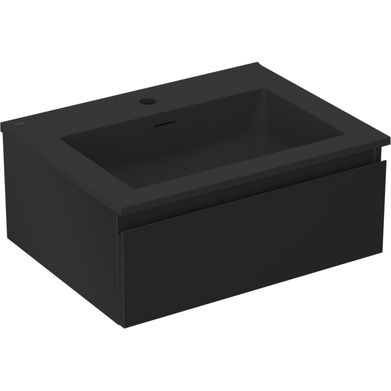 Mexen Orio armoire de salle de bain 60 cm avec lavabo Otis, 1 tiroir, noir mat - 91A10-06023-1-BF71-W18M71