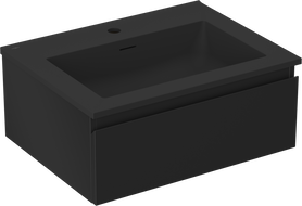Mexen Orio Badezimmerschrank 60 cm mit Waschbecken Otis, 1 Schublade, schwarz matt - 91A10-06023-1-BF71-W18M71