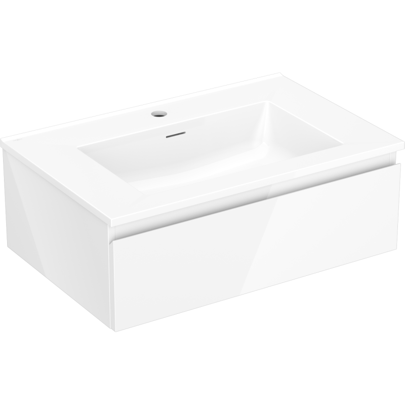 Mexen Orio Badezimmerschrank 70 cm mit Waschbecken Otis, 1 Schublade, Weiß Hochglanz - 91A10-07023-1-BF00-W18M00