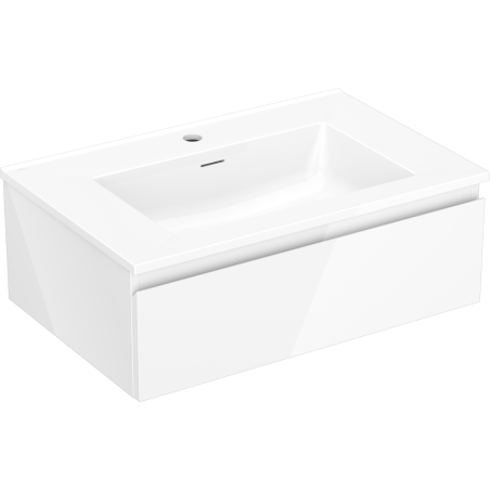 Mexen Orio Badezimmerschrank 70 cm mit Waschbecken Otis, 1 Schublade, Weiß Hochglanz - 91A10-07023-1-BF00-W18M00