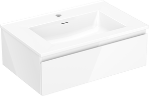 Mexen Orio Badezimmerschrank 70 cm mit Waschbecken Otis, 1 Schublade, Weiß Hochglanz - 91A10-07023-1-BF00-W18M00
