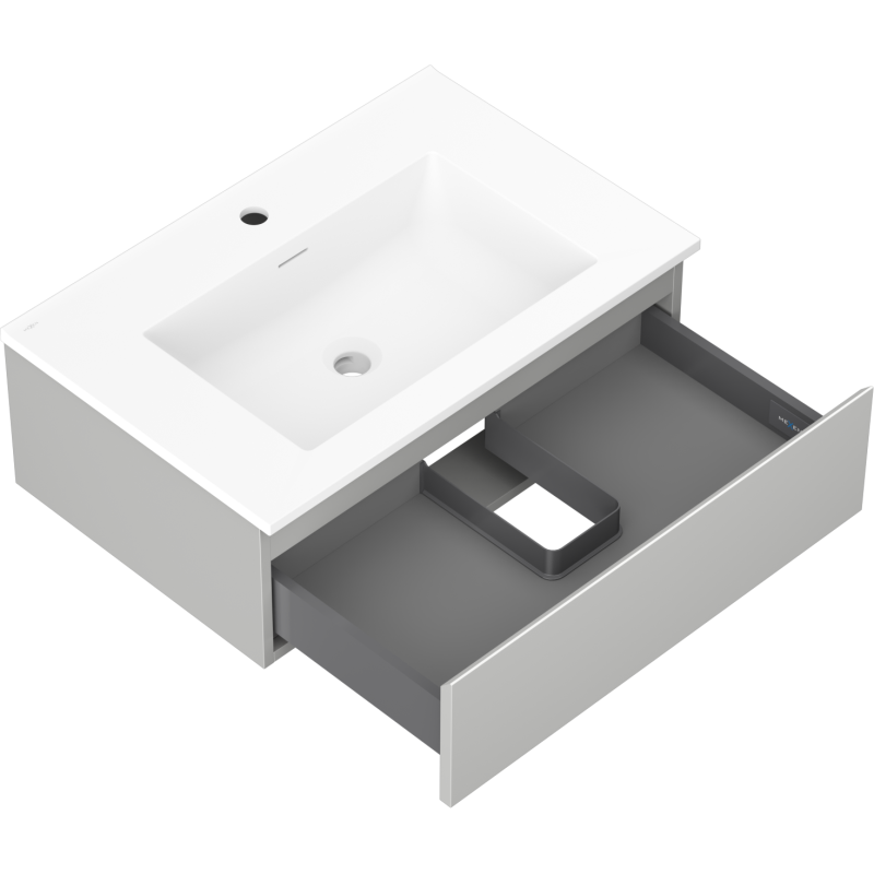 Mexen Orio meuble de salle de bains 70 cm avec lavabo Otis, 1 tiroir, gris mat/blanc mat - 91A10-07023-1-BF62-W18M01