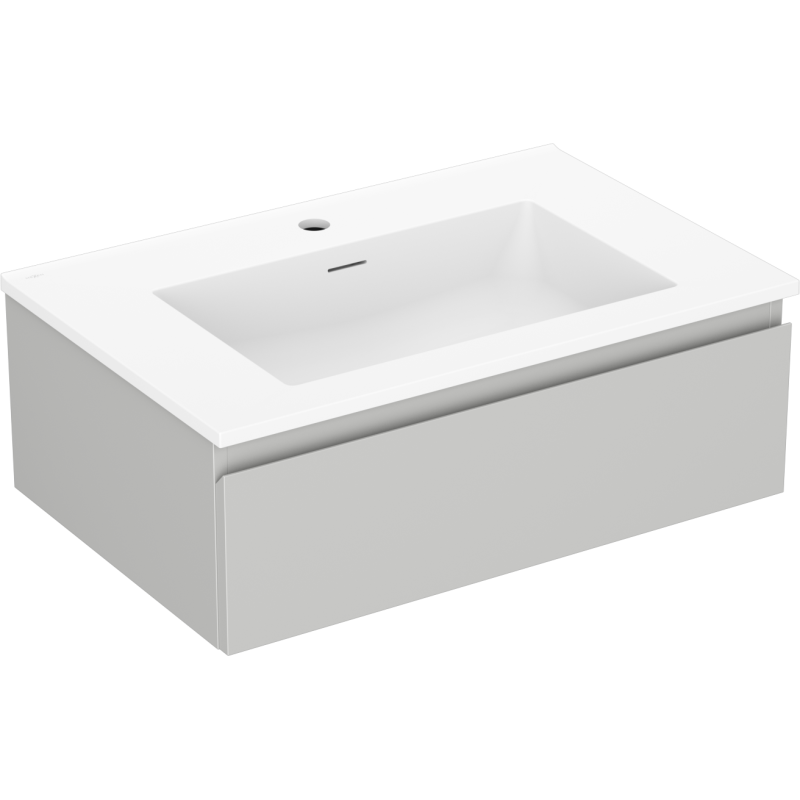 Mexen Orio Badezimmerschrank 70 cm mit Waschbecken Otis, 1 Schublade, Grau matt/Weiß matt - 91A10-07023-1-BF62-W18M01