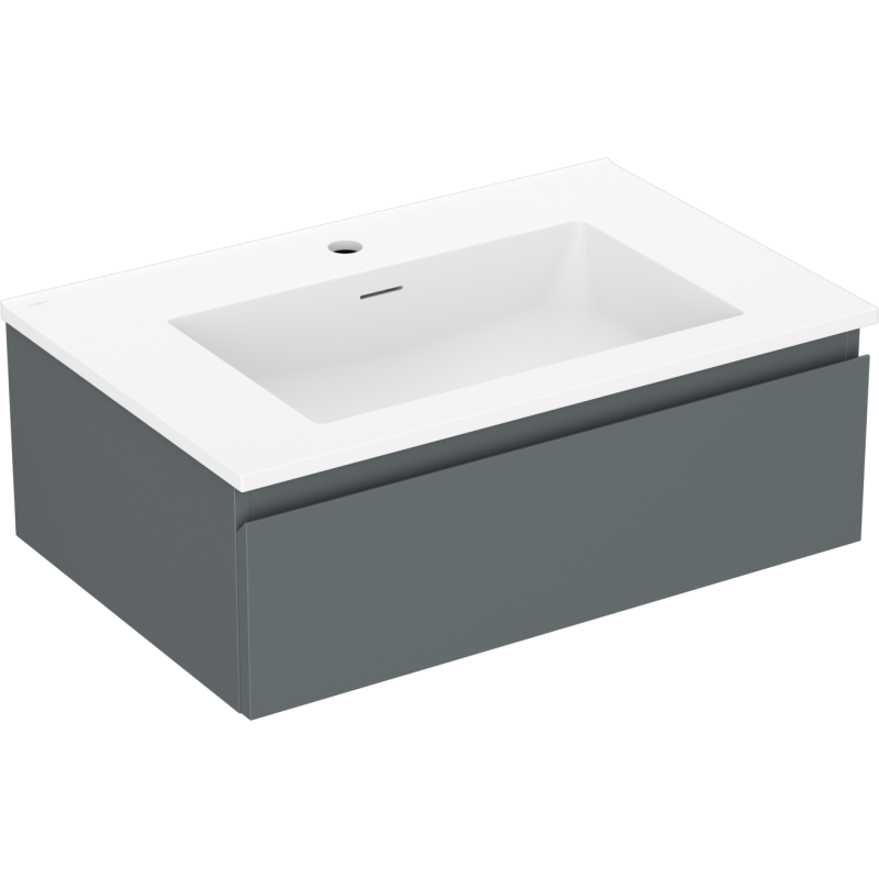 Mexen Orio Badezimmerschrank 70 cm mit Otis-Waschbecken, 1 Schublade, Graphit matt/Weiß matt - 91A10-07023-1-BF66-W18M01