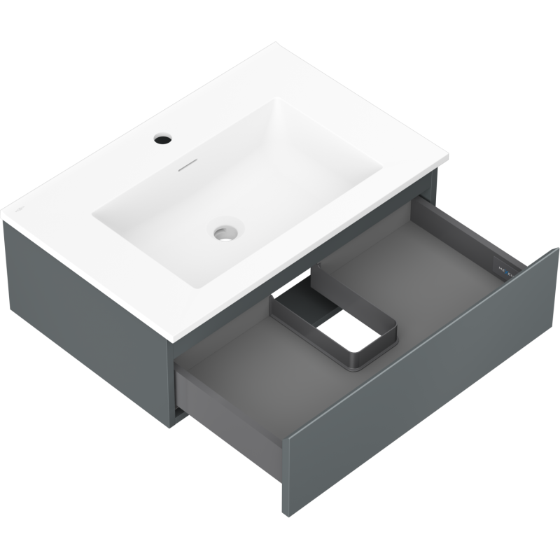 Mexen Orio bathroom cabinet 70 cm with Otis washbasin, 1 drawer, graphite matte/white matte - 91A10-07023-1-BF66-W18M01