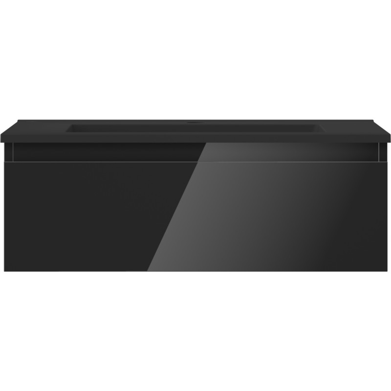 Mexen Orio mobiletto da bagno 70 cm con lavabo Otis, 1 cassetto, nero lucido/nero opaco - 91A10-07023-1-BF70-W18M71