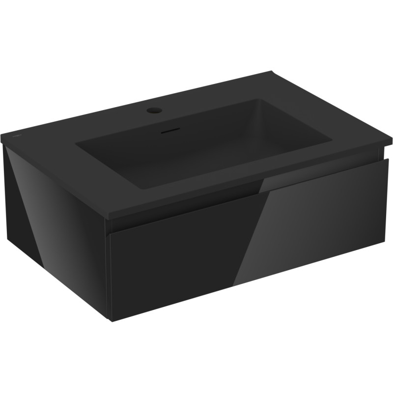 Mexen Orio armario de baño de 70 cm con lavabo Otis, 1 cajón, negro brillo/negro mate - 91A10-07023-1-BF70-W18M71