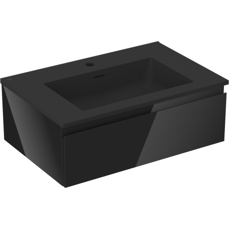 Mexen Orio Badezimmerschrank 70 cm mit Waschbecken Otis, 1 Schublade, Schwarz Glanz/Schwarz Matt - 91A10-07023-1-BF70-W18M71