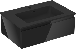Mexen Orio Badezimmerschrank 70 cm mit Waschbecken Otis, 1 Schublade, Schwarz Glanz/Schwarz Matt - 91A10-07023-1-BF70-W18M71