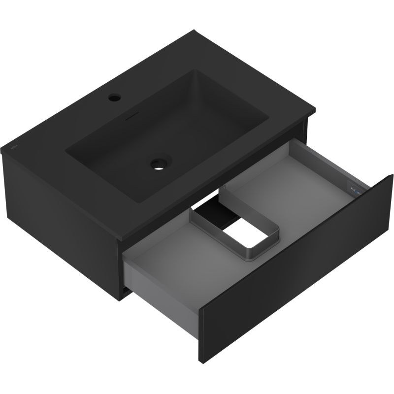 Mexen Orio gabinete de baño 70 cm con lavabo Otis, 1 cajón, negro mate - 91A10-07023-1-BF71-W18M71