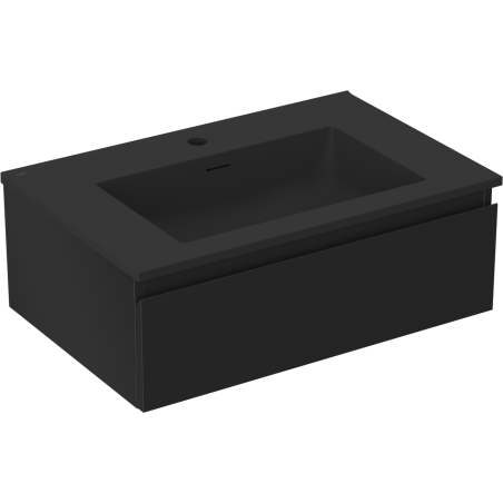 Mexen Orio Badezimmerschrank 70 cm mit Otis Waschbecken, 1 Schublade, schwarz matt - 91A10-07023-1-BF71-W18M71